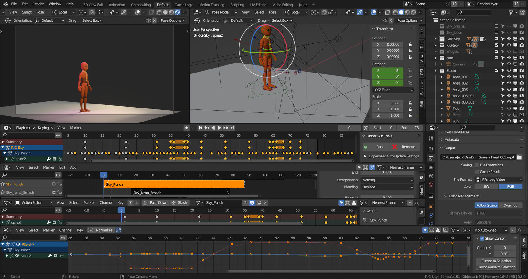 My workspace in Blender (Character Controller).
